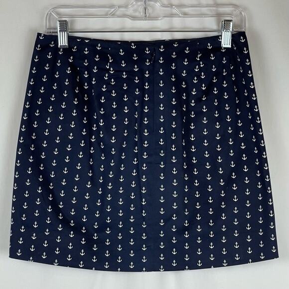 J Crew Navy With White Anchors Vacation Cruise Sailing Skirt NWOT Size 0 - Picture 5 of 10
